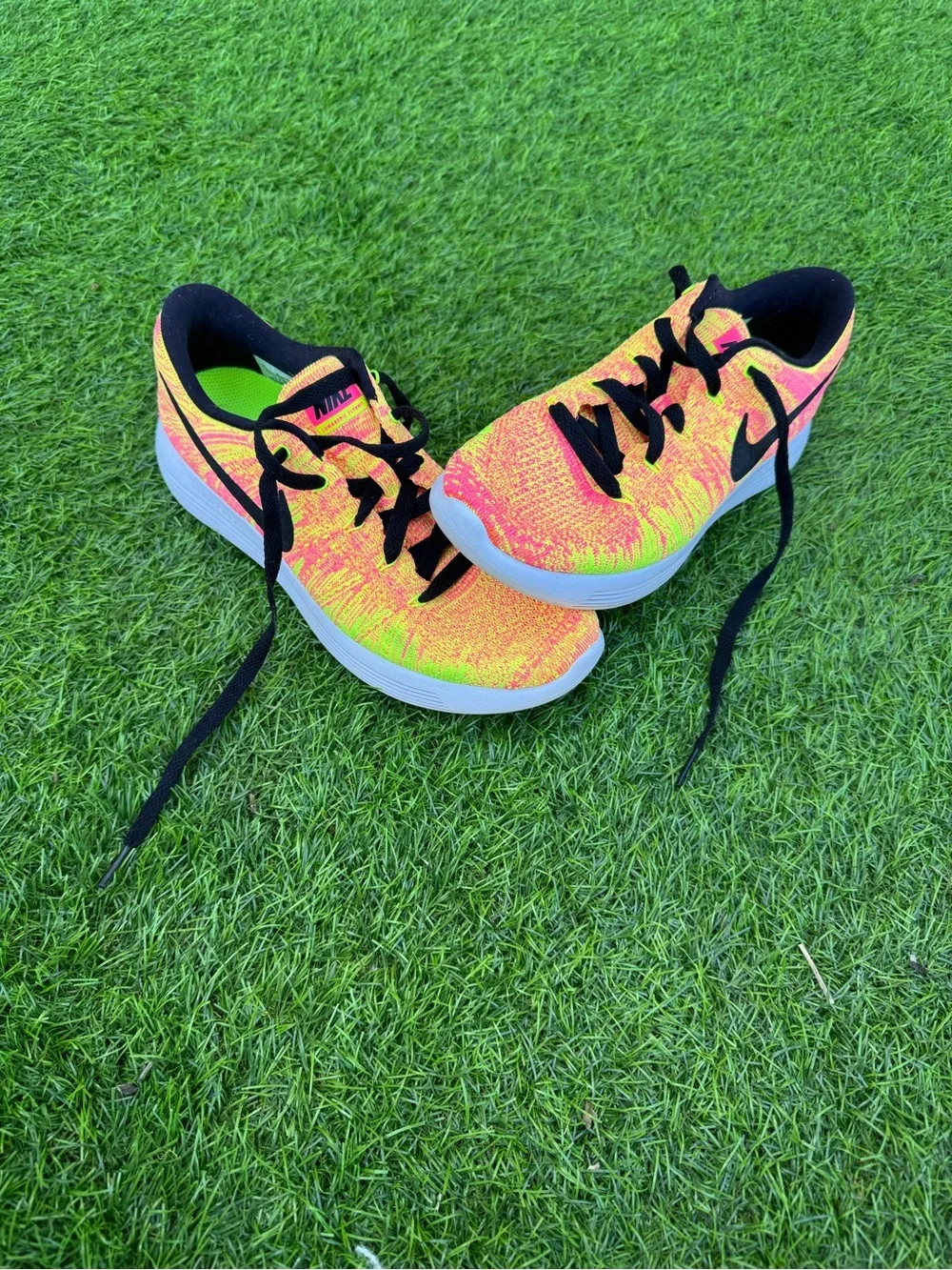 Nike LunarEpic Running Shoes - Pink and Yellow Knit Upper